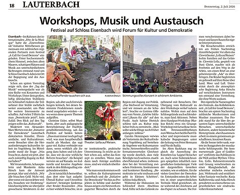 Bild vom Pressebericht, Tag(e) der Musik - am Kulturort Schloß Eisenbach